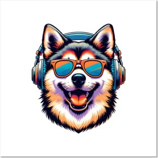 Shikoku Smiling DJ with Headphones and Sunglasses Posters and Art